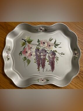 Vintage Nashco Hand-Painted Toleware Tray, c. 1920s-1960s